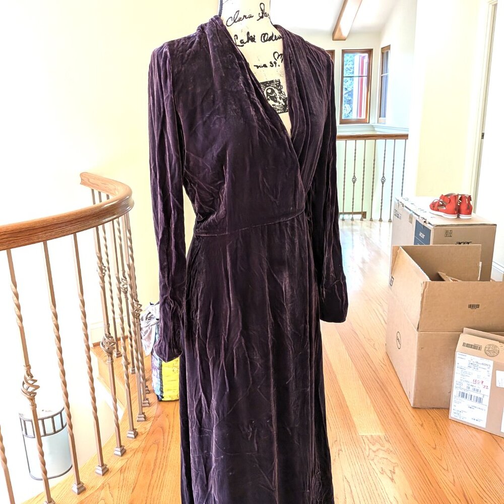 Vintage 80's Dusty Purple Silk Velvet Robe _ Feels like Luxury - Picture 3 of 7